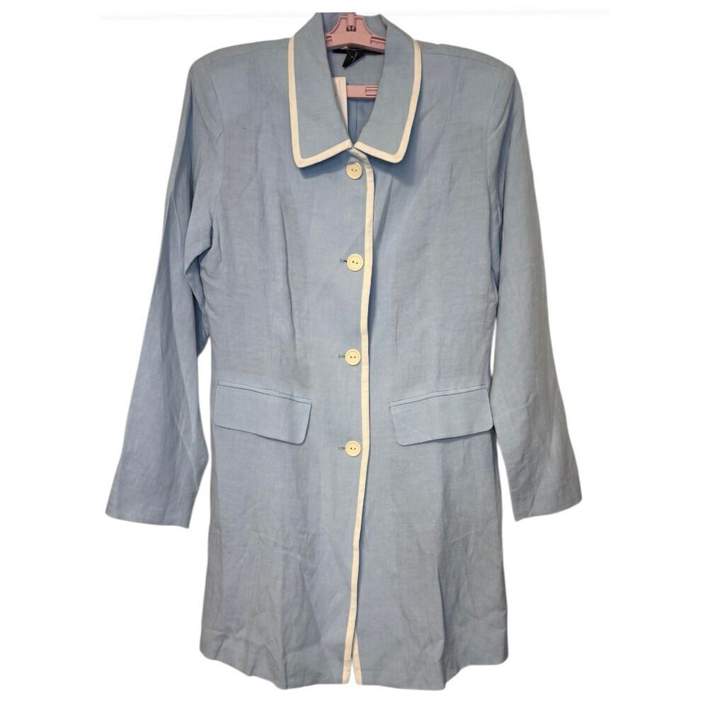 NWT Monterrey Bay Linen Blend Button Front Jacket Sz. 8 Audrey Hepburn